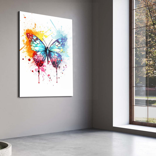 Splatter Butterfly Wall Art — abstract canvas print in white tones, view 3