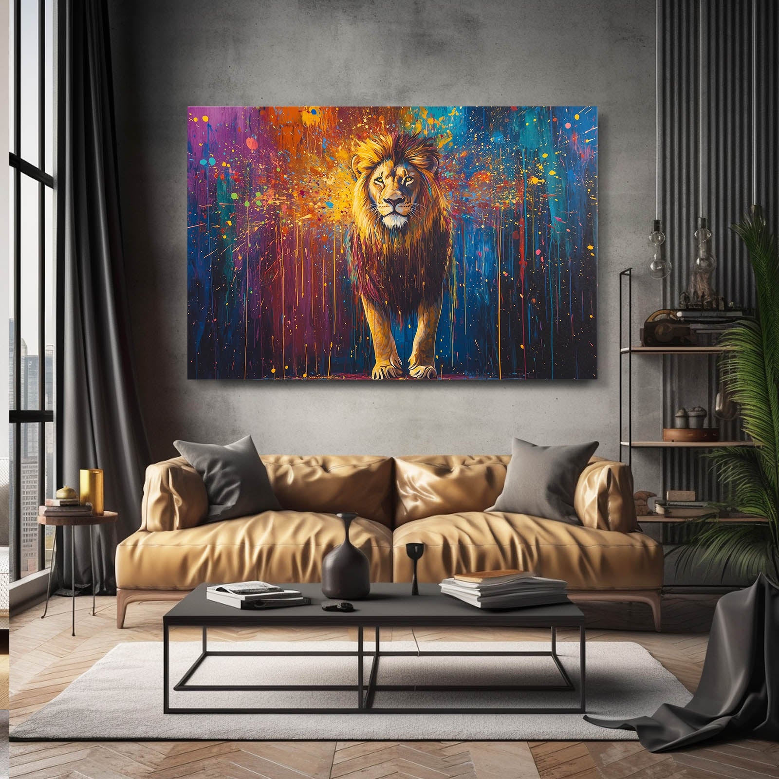 Splatter Majesty Lion Wall Art
