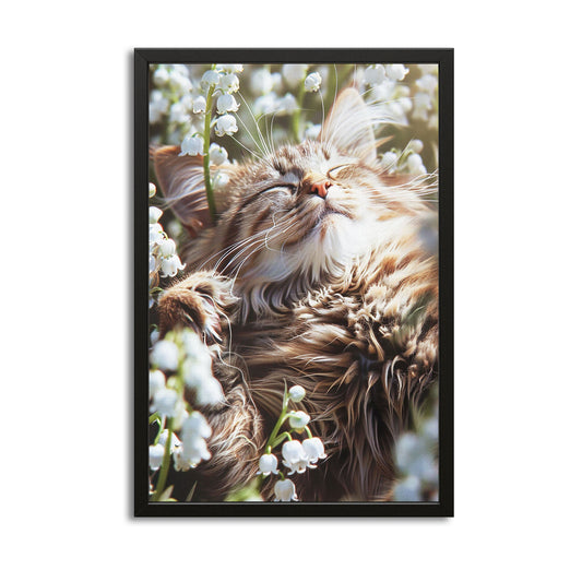 Spring Dream Cat Wall Art – canvas print on white background