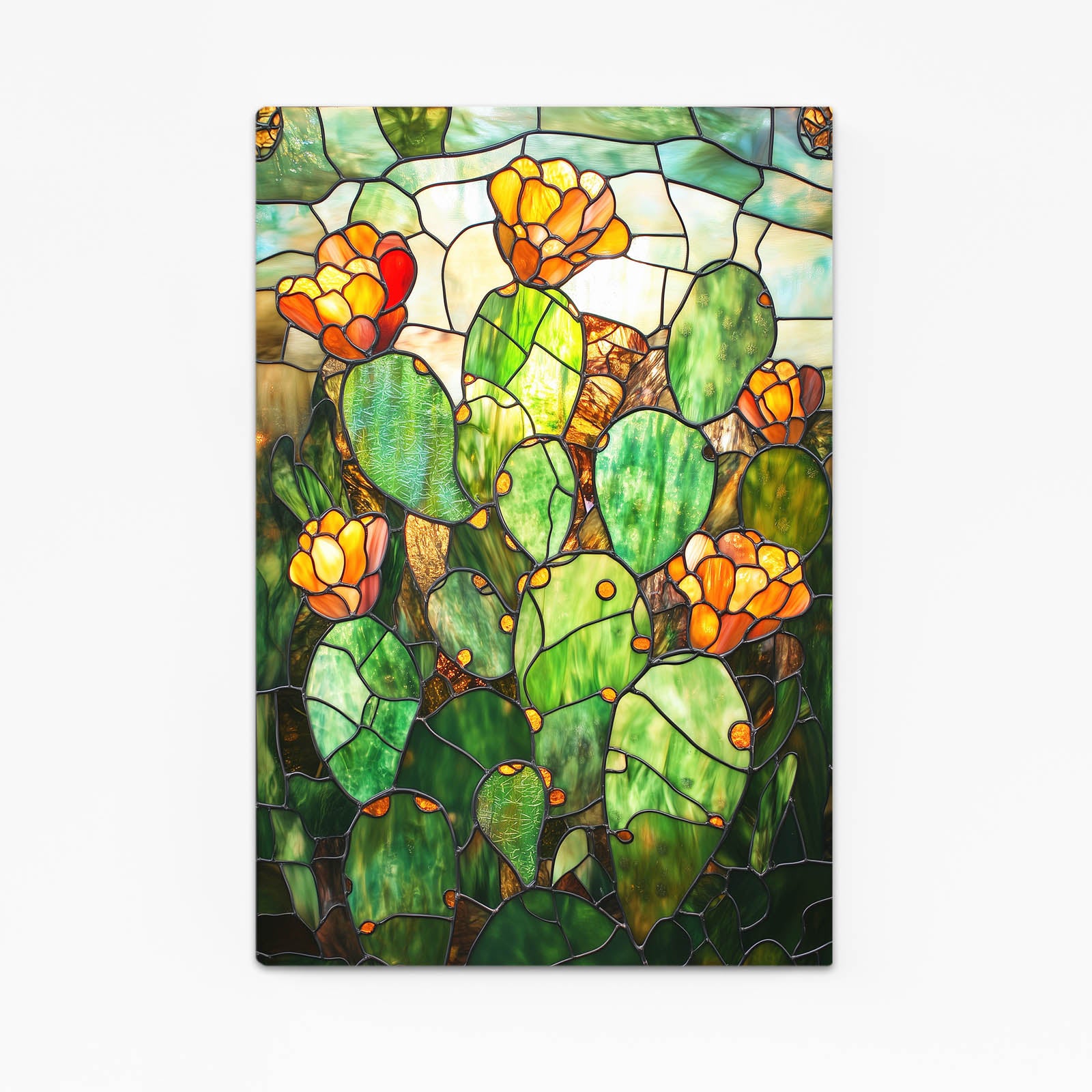 Stained Glass Blooms Cactus Wall Decor – stained glass blooms cactus canvas print