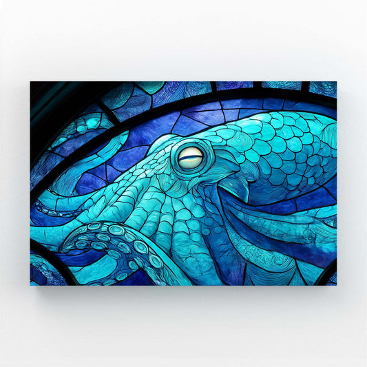 Stained Glass Teal Octopus Canvas – stained glass teal octopus canvas print