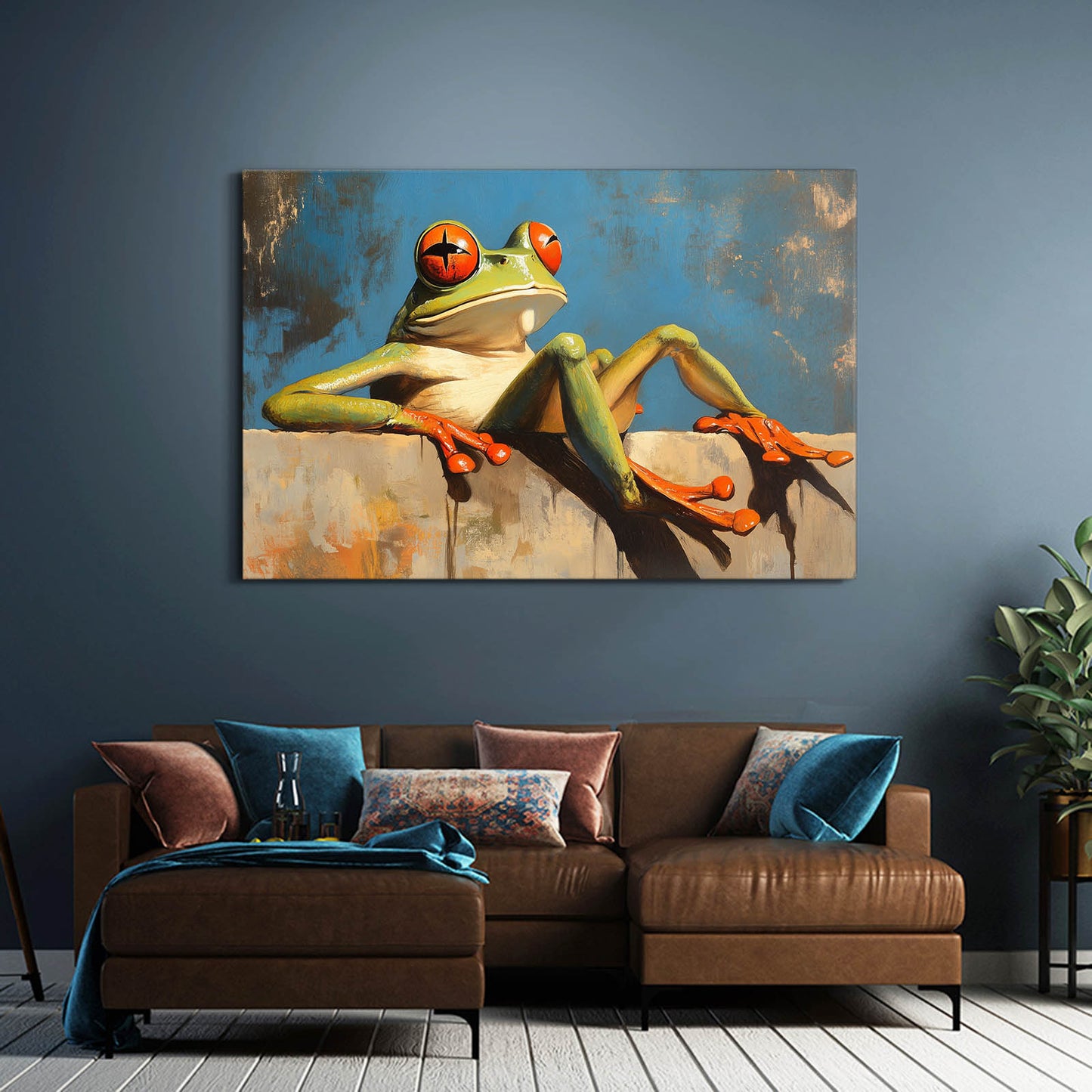 Star-Eyed Frog Wall Decor – styled in a furnished interior