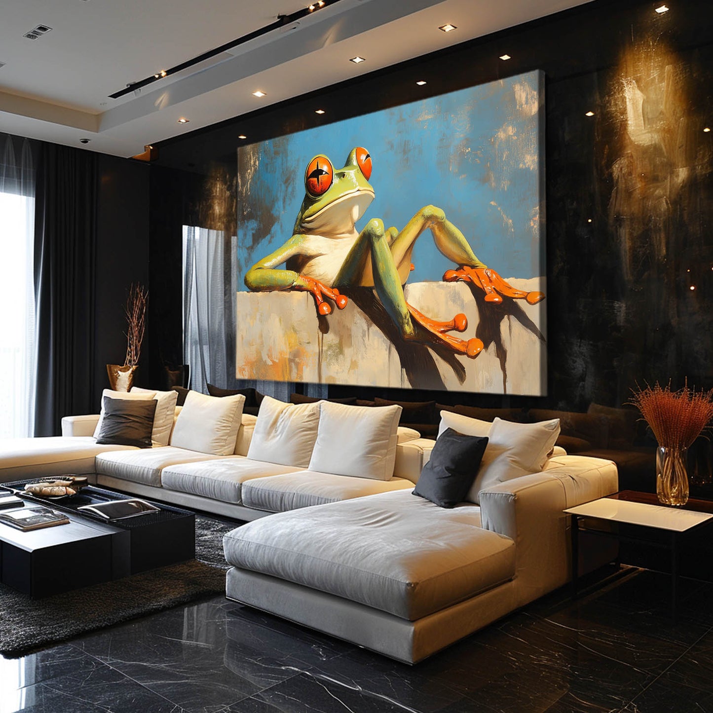 Star-Eyed Frog Wall Decor – styled in a furnished interior