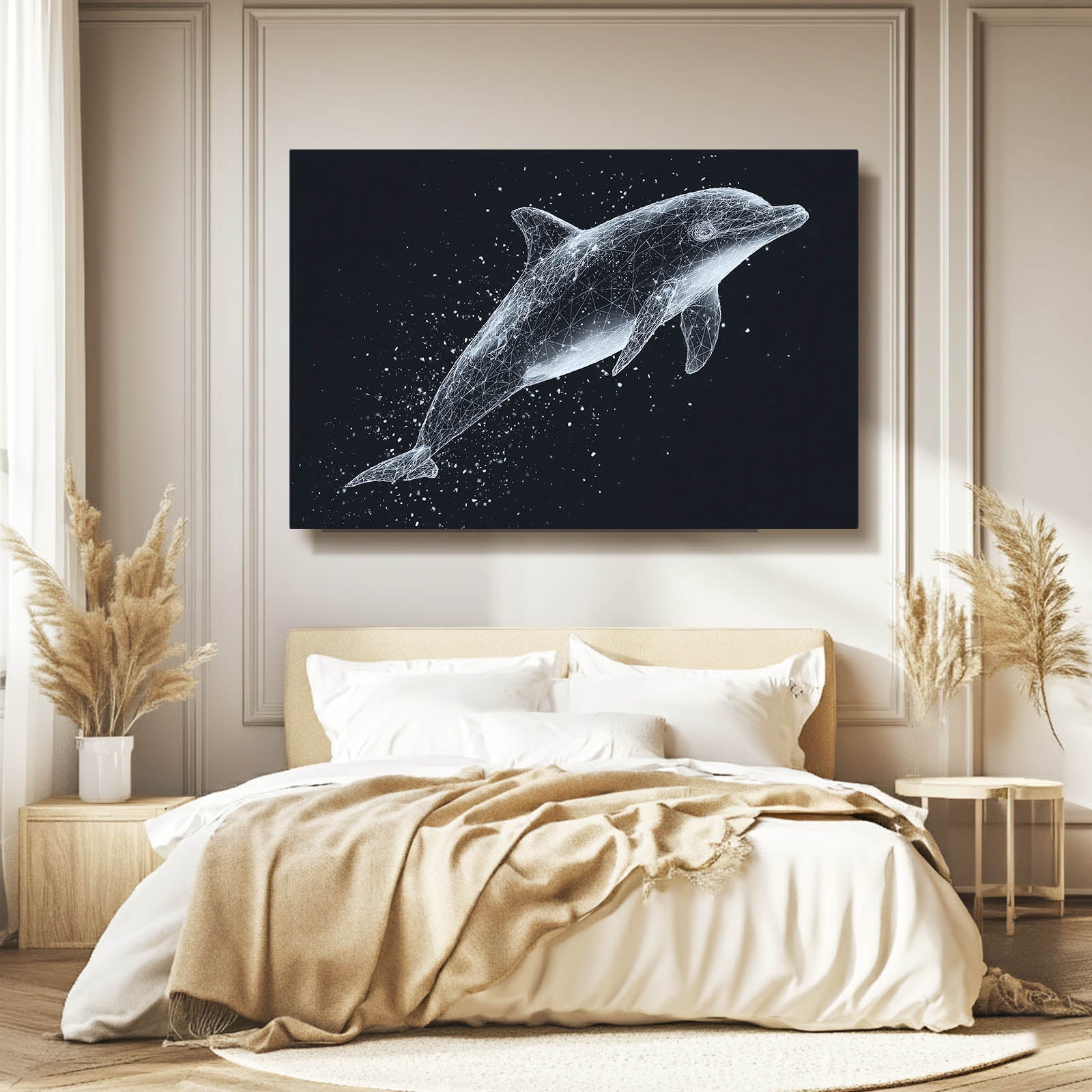 Stardust Speckle Dolphin Art – styled in a furnished interior