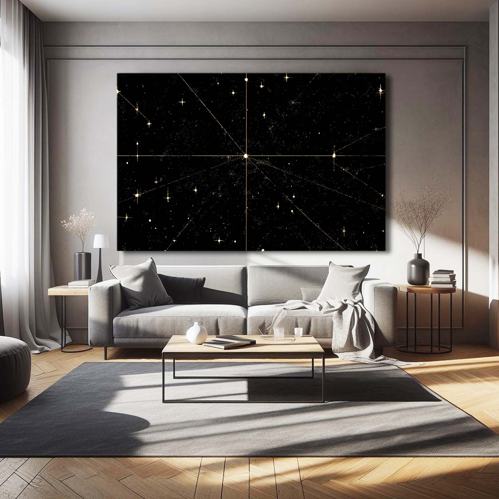 Starfield Crosslight Gold Canvas – styled in a furnished interior
