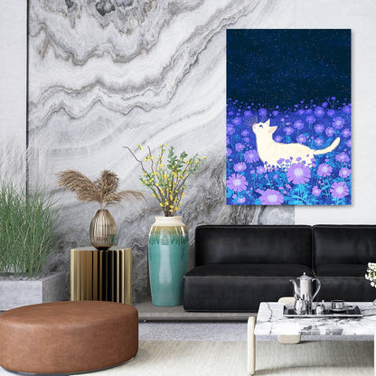 Starlit Meadow Cat Wall Art