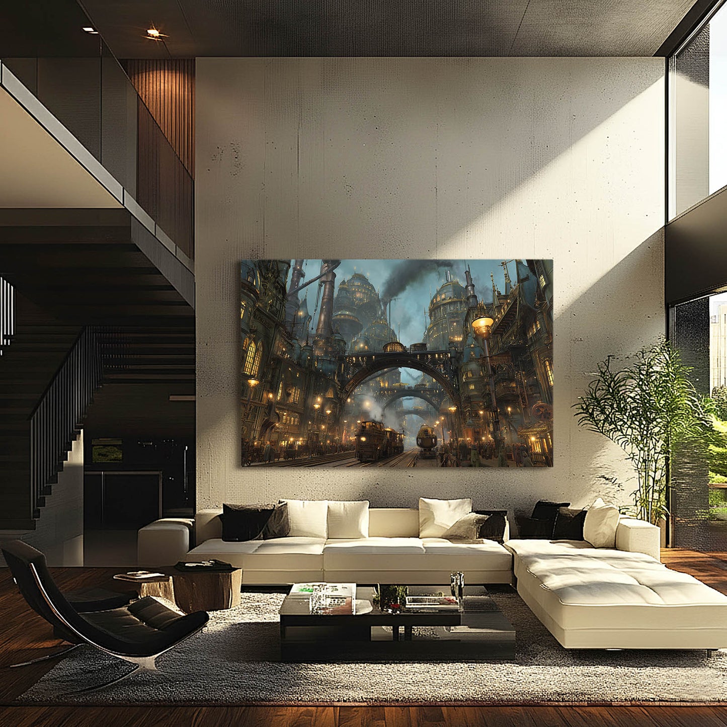 Steam City Bazaar Steampunk Prints – styled in a furnished interior