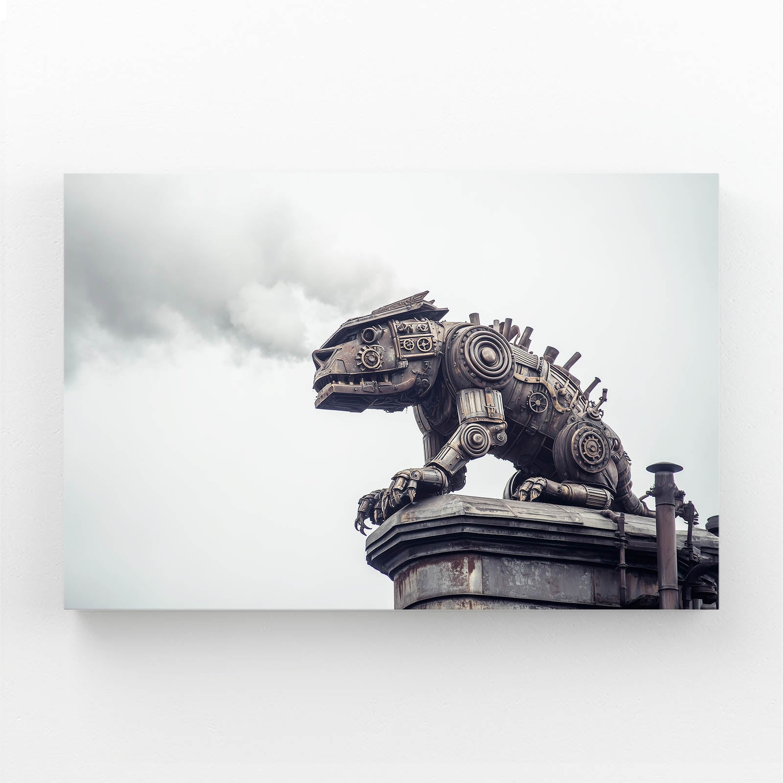 Steam Raptor Statue Steampunk Wall Art – steam raptor statue steampunk canvas print