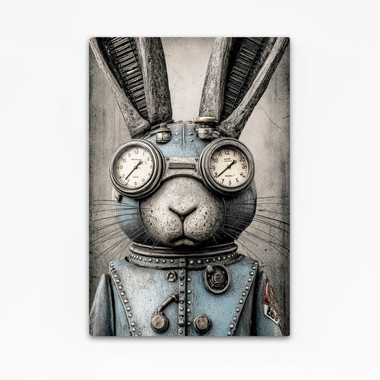 Steampunk Bunny Art – angled canvas view on white background