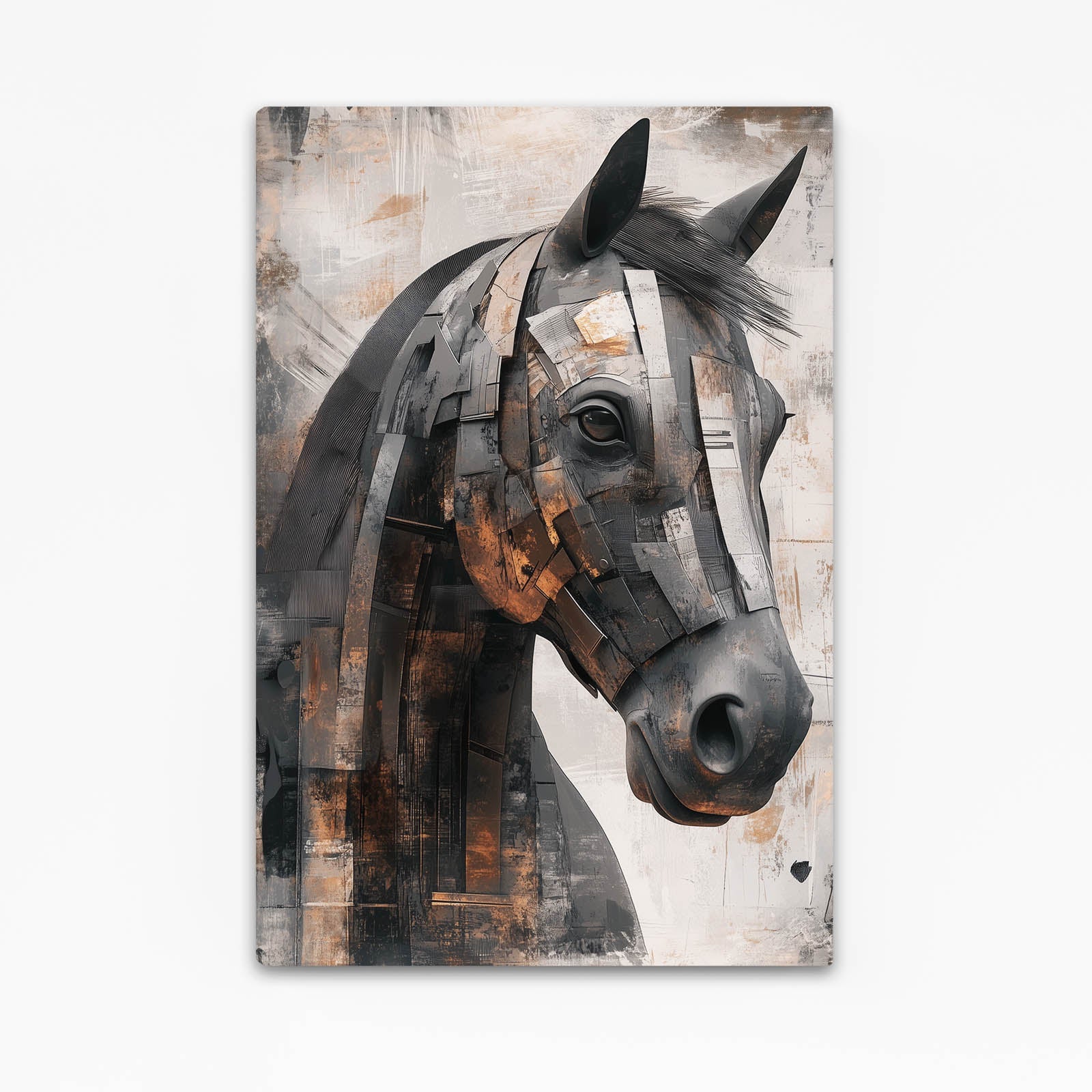 Steampunk Horse Wall Art – angled canvas view on white background