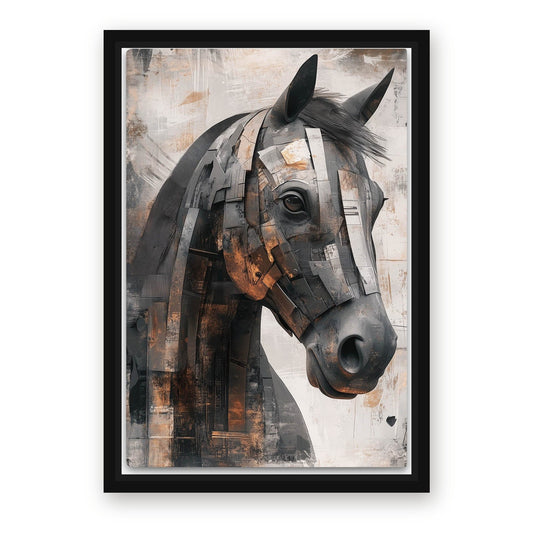 Steampunk Horse Wall Art – with Premium Black wood frame