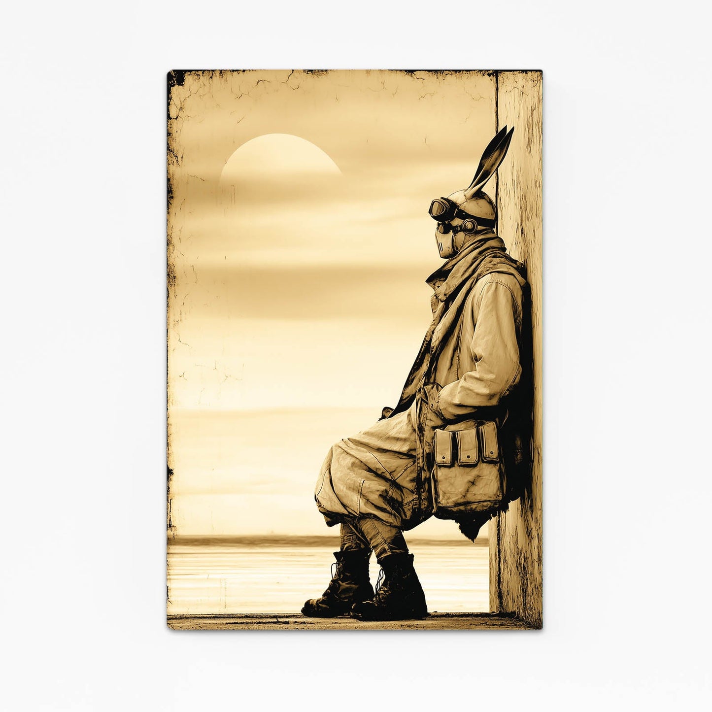 Steampunk Rabbit Canvas Art – angled canvas view on white background