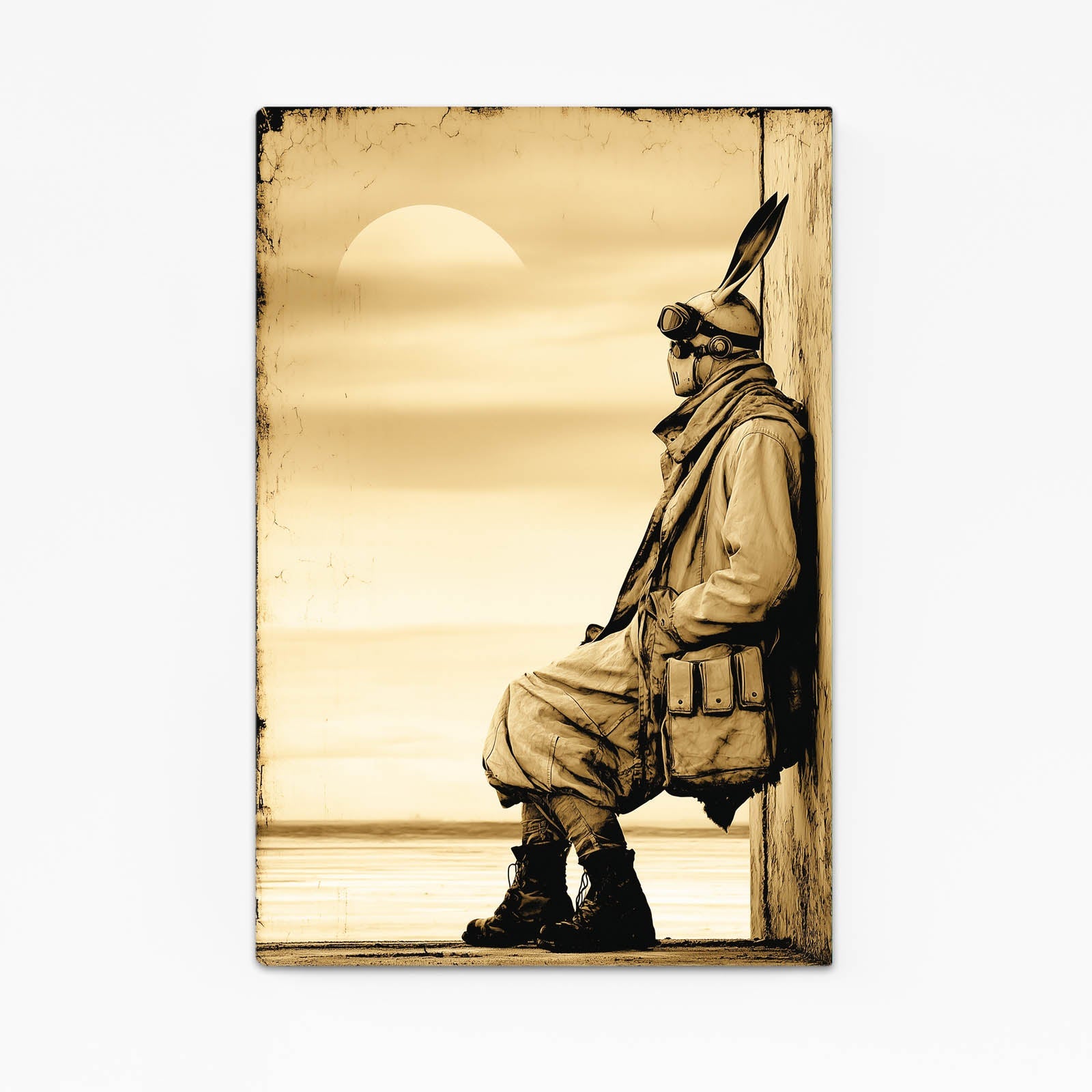 Steampunk Rabbit Canvas Art – angled canvas view on white background
