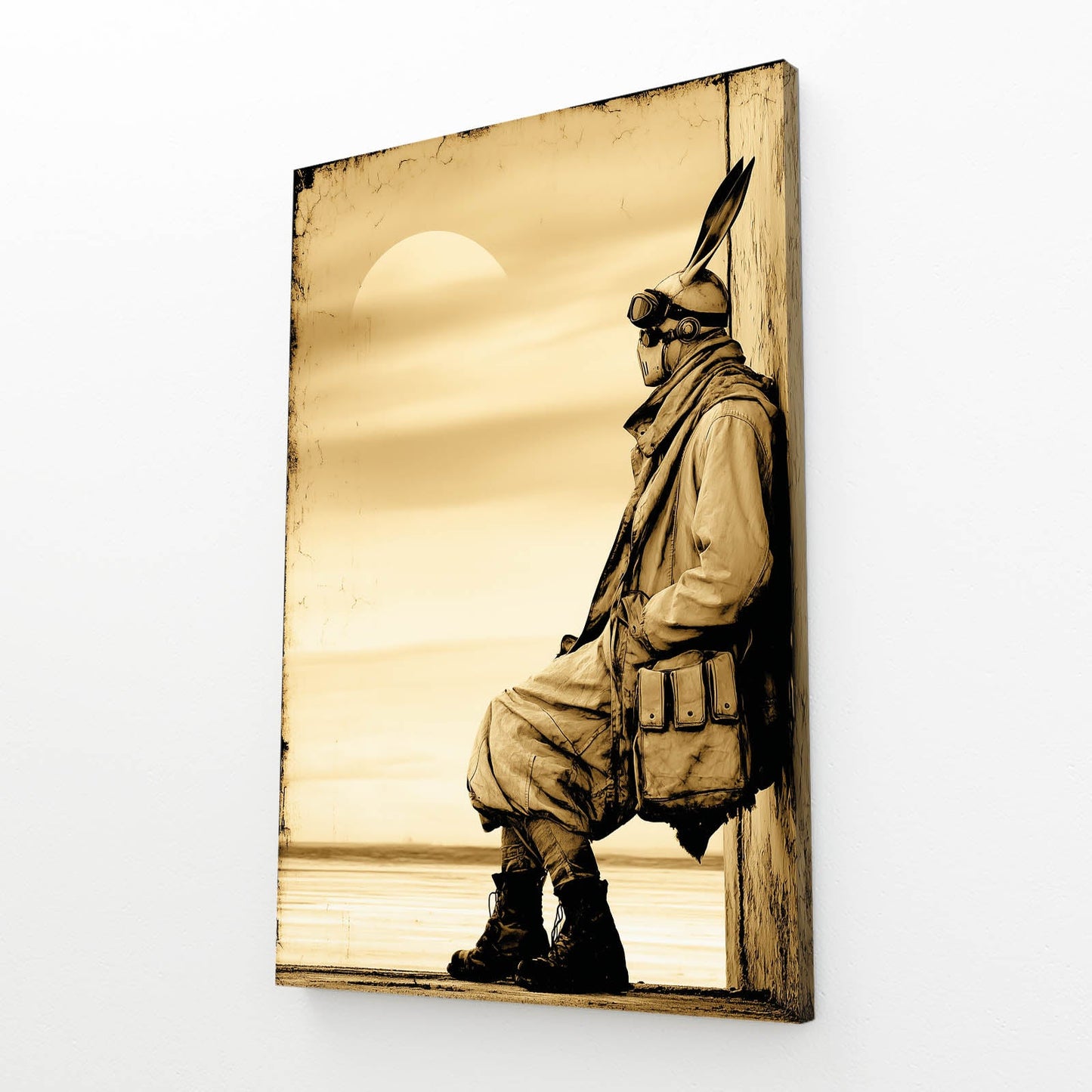 Steampunk Rabbit Canvas Art – angled canvas view on white background