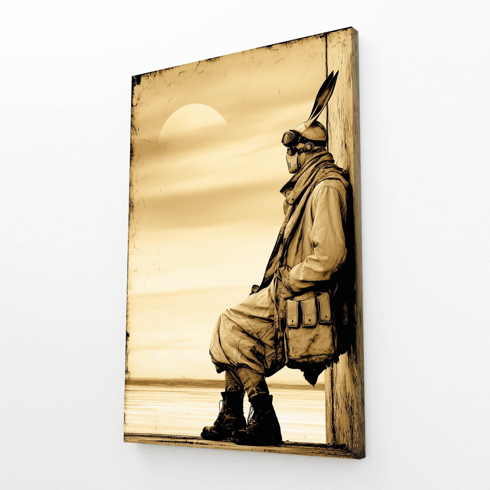 Steampunk Rabbit Canvas Art – angled canvas view on white background