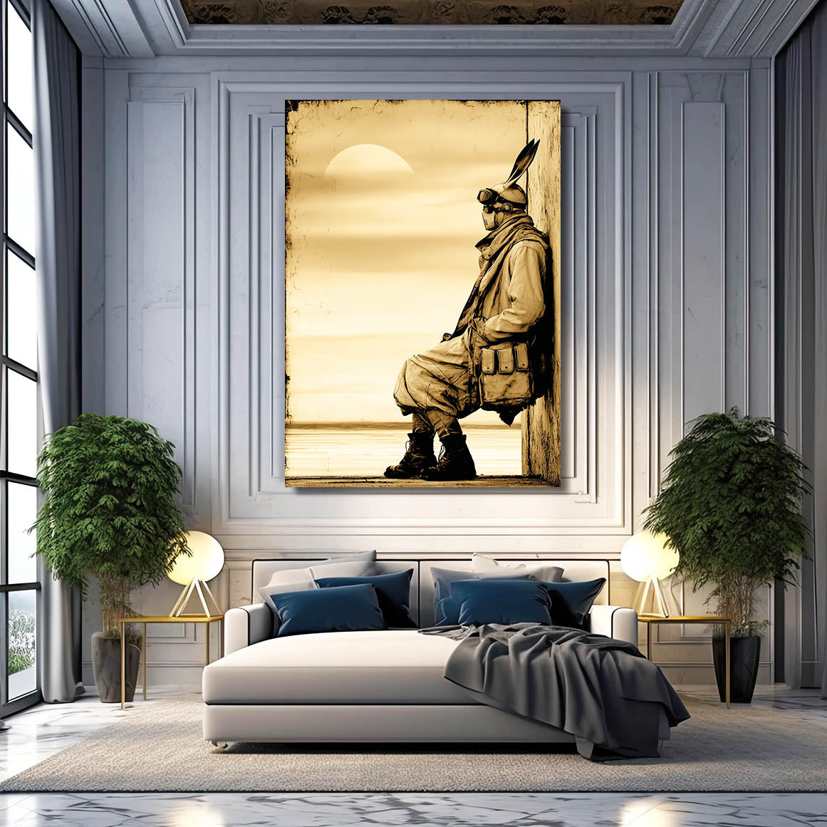 Steampunk Rabbit Canvas Art – angled canvas view on white background