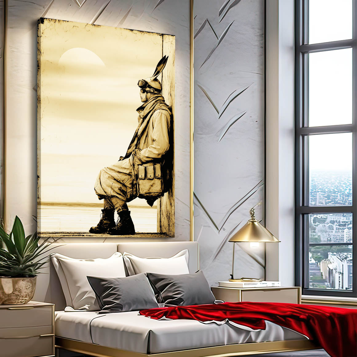 Steampunk Rabbit Canvas Art – angled canvas view on white background