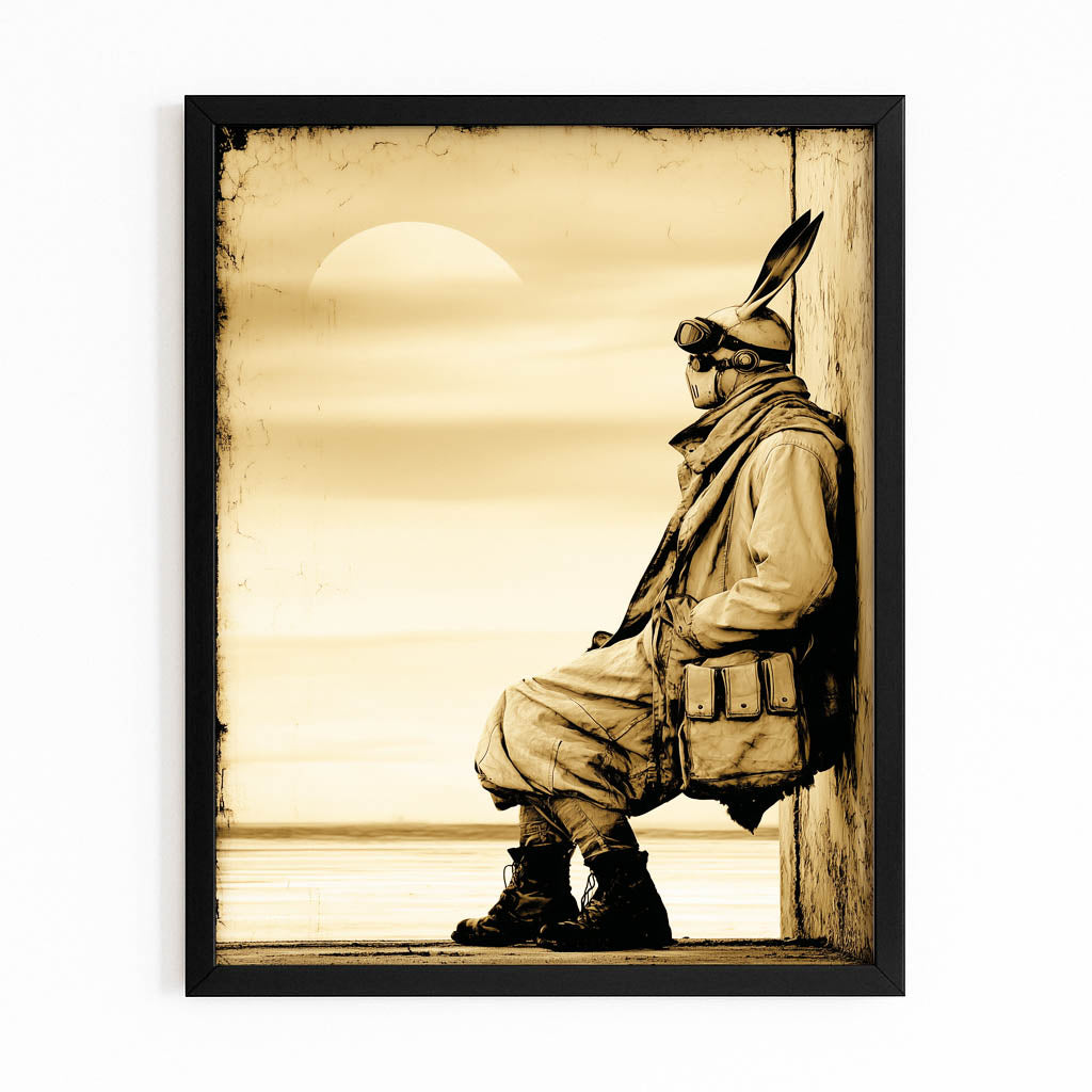 Steampunk Rabbit Canvas Art – with Premium Black frame on white background