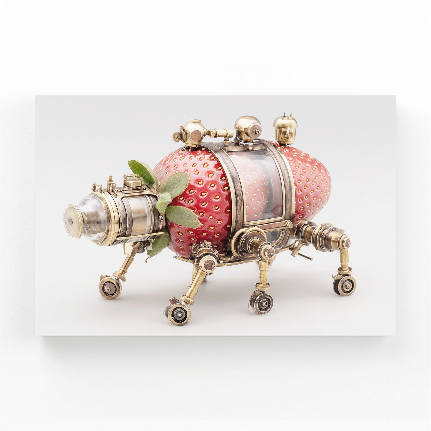 Steampunk Strawberry Fruit Wall Art – canvas print on white background