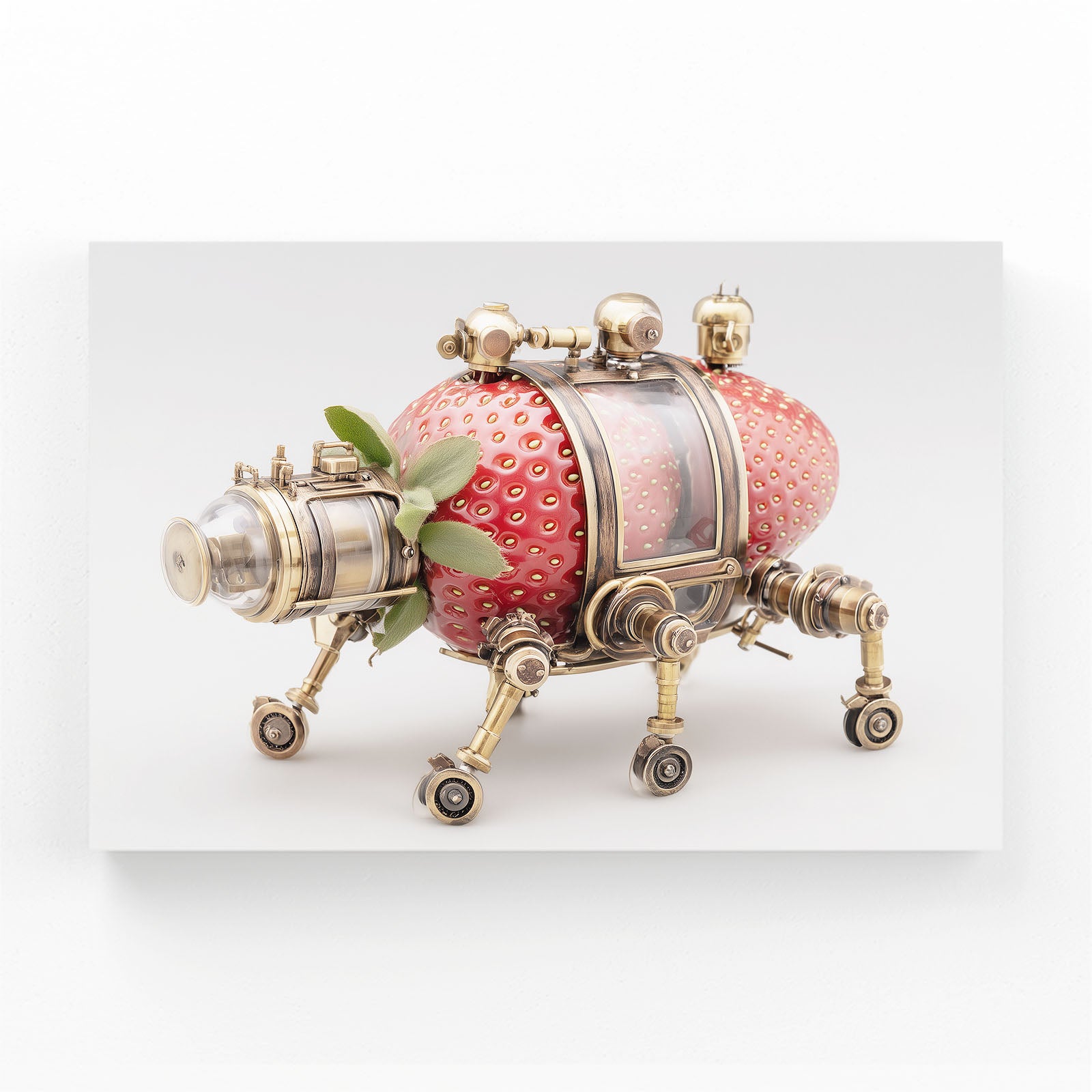 Steampunk Strawberry Fruit Wall Art – canvas print on white background
