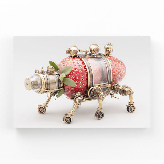 Steampunk Strawberry Fruit Wall Art – canvas print on white background