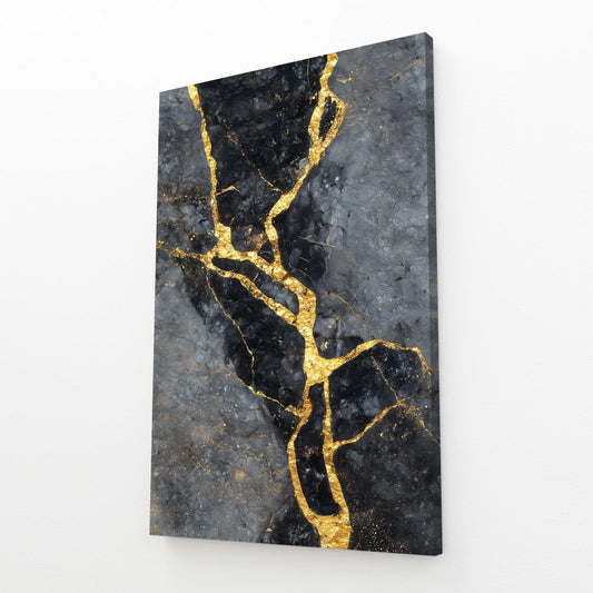 Stone Gold Seam Wall Art – angled canvas view on white background