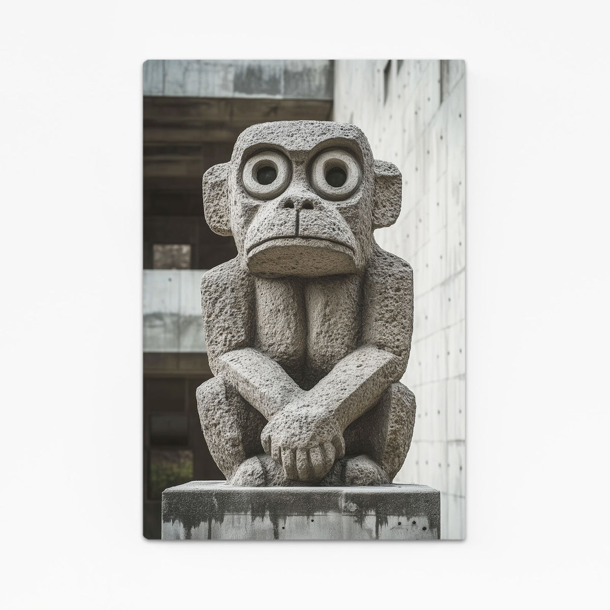 Stone Temple Statue Monkey Prints — photography canvas print, canvas print on white background