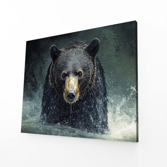 Storm River Charge Bear Canvas Art — contemporary canvas print, angled canvas view on white background