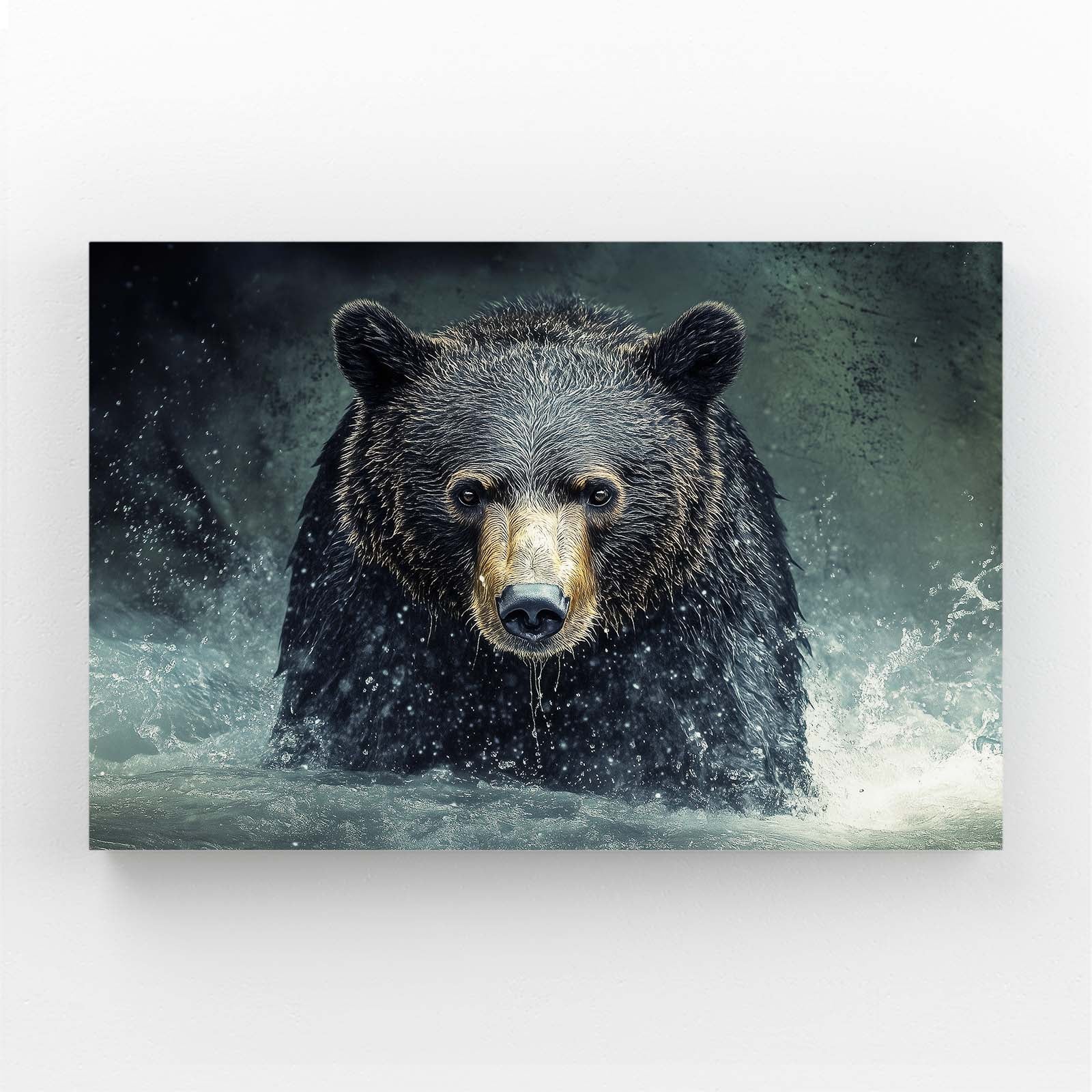 Storm River Charge Bear Canvas Art — contemporary canvas print, angled canvas view on white background