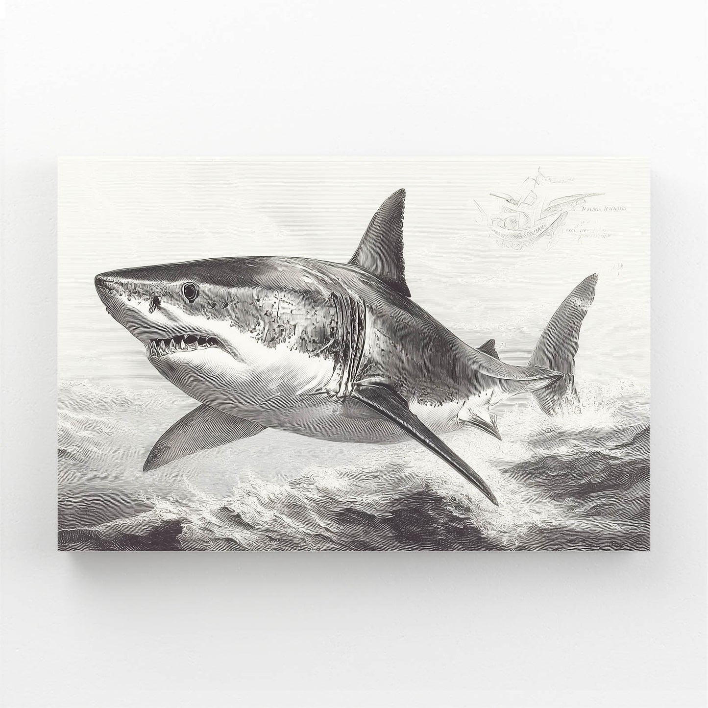 Storm Wave Sketch Shark Prints – storm wave sketch shark canvas print