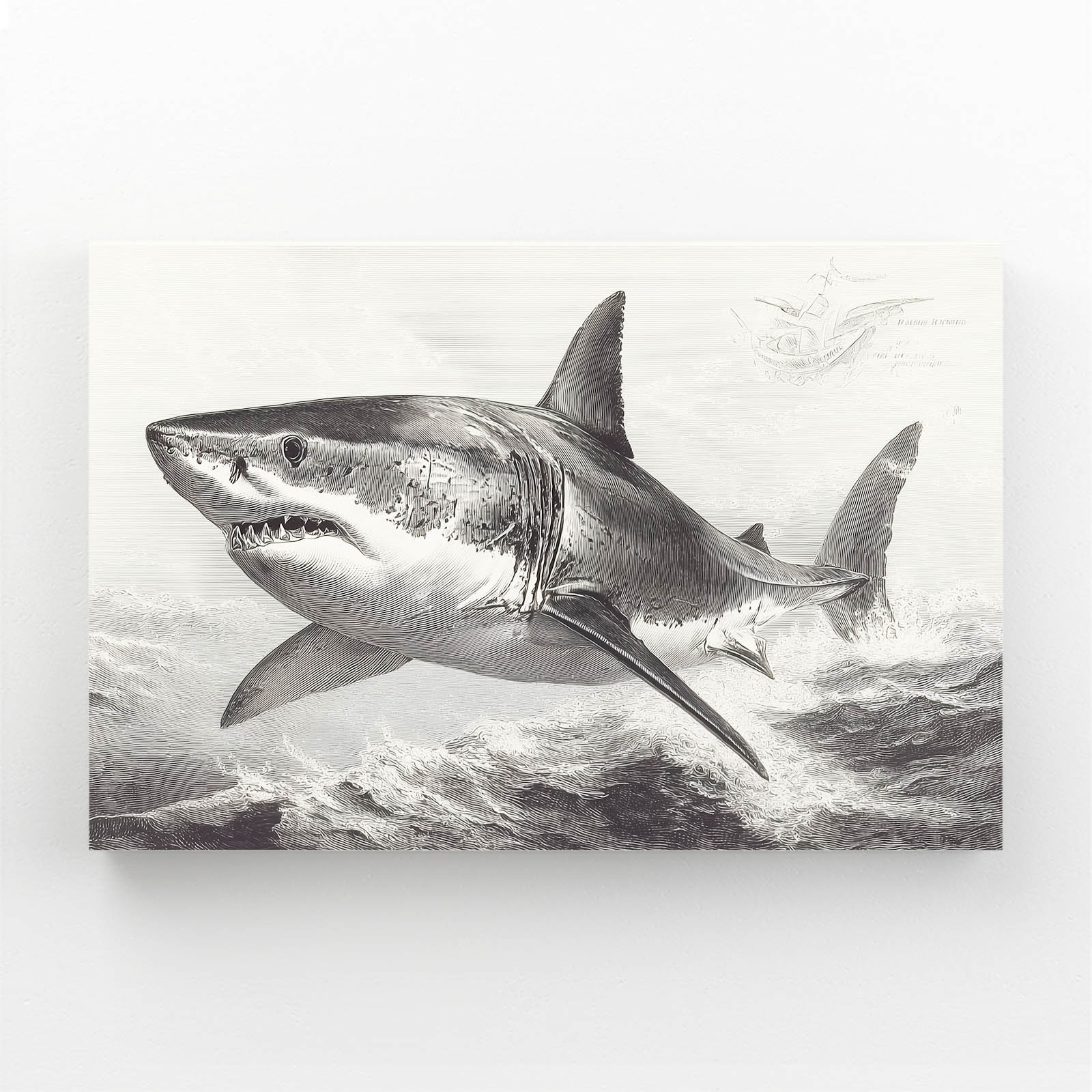 Storm Wave Sketch Shark Prints – storm wave sketch shark canvas print
