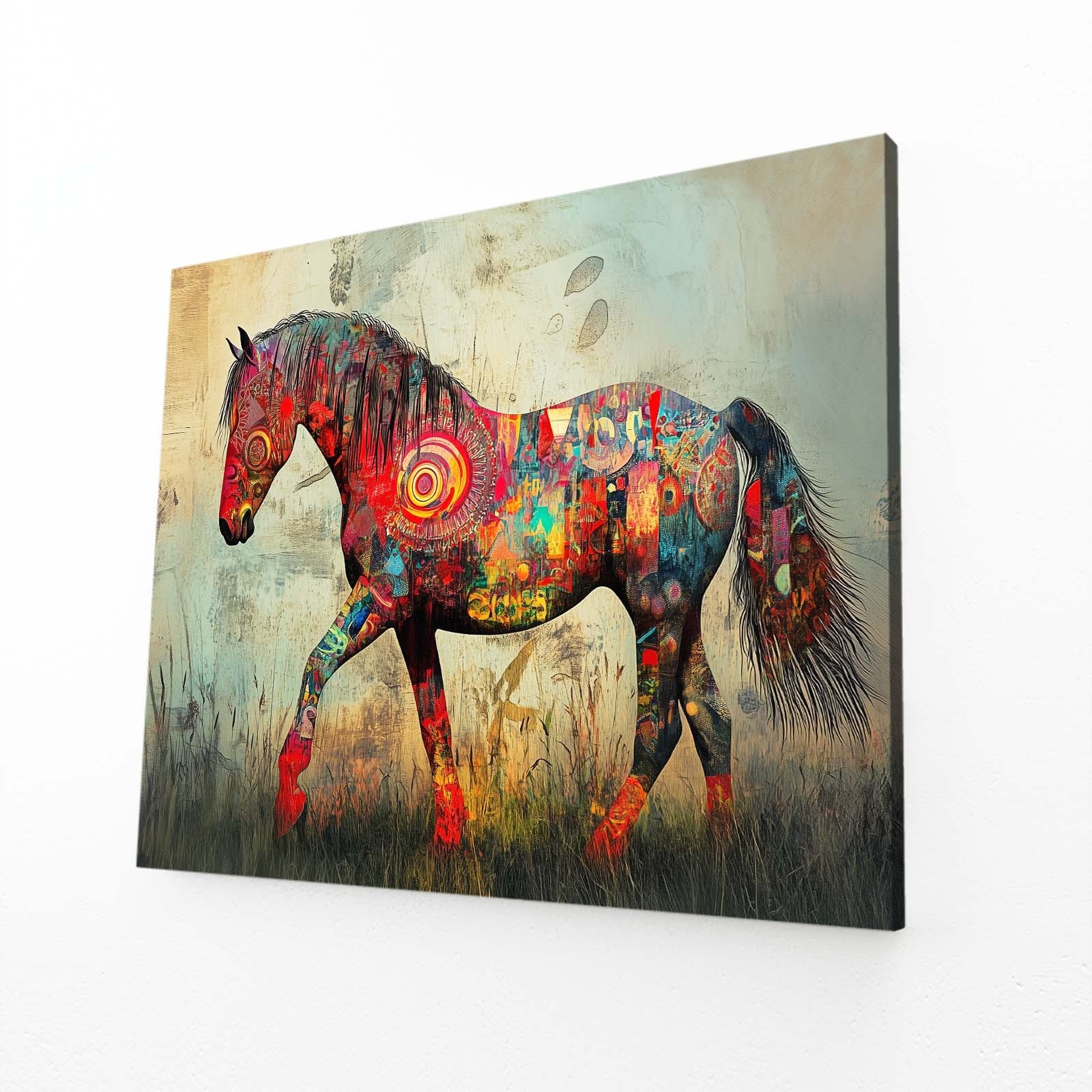 Strange Horse Artwork – angled canvas view on white background