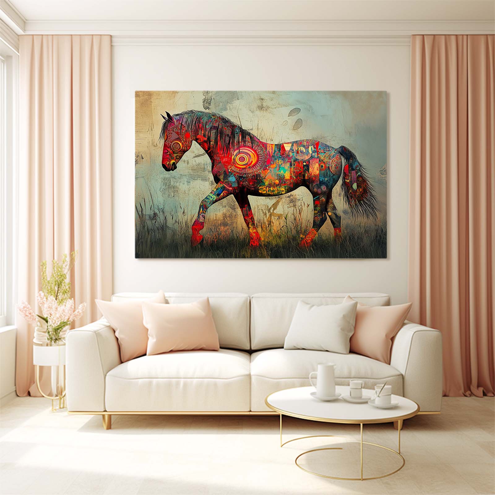 Strange Horse Artwork – angled canvas view on white background