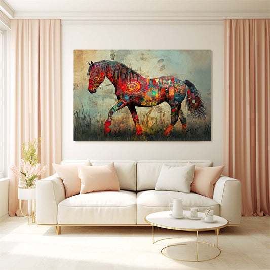 Strange Horse Artwork – angled canvas view on white background