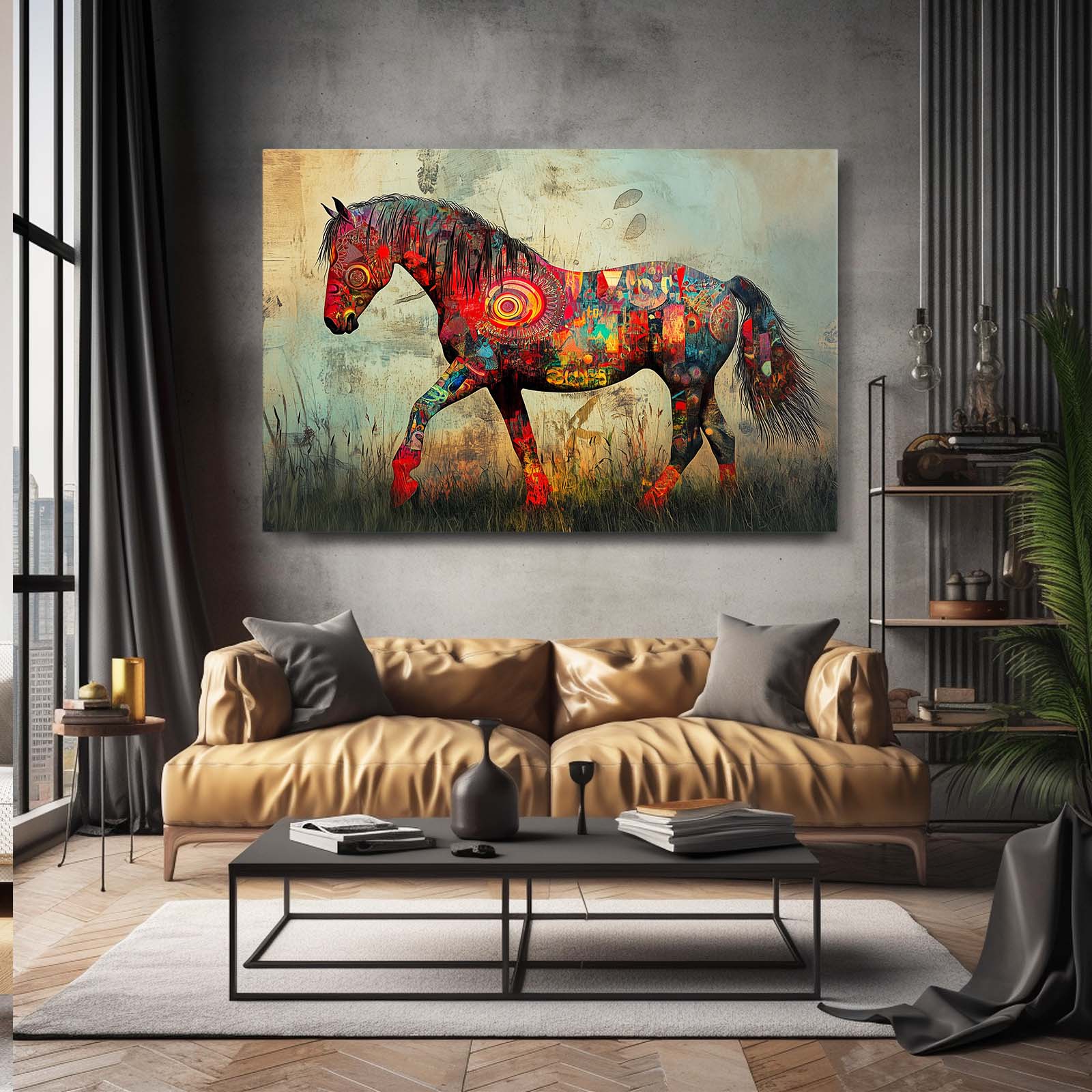 Strange Horse Artwork – angled canvas view on white background