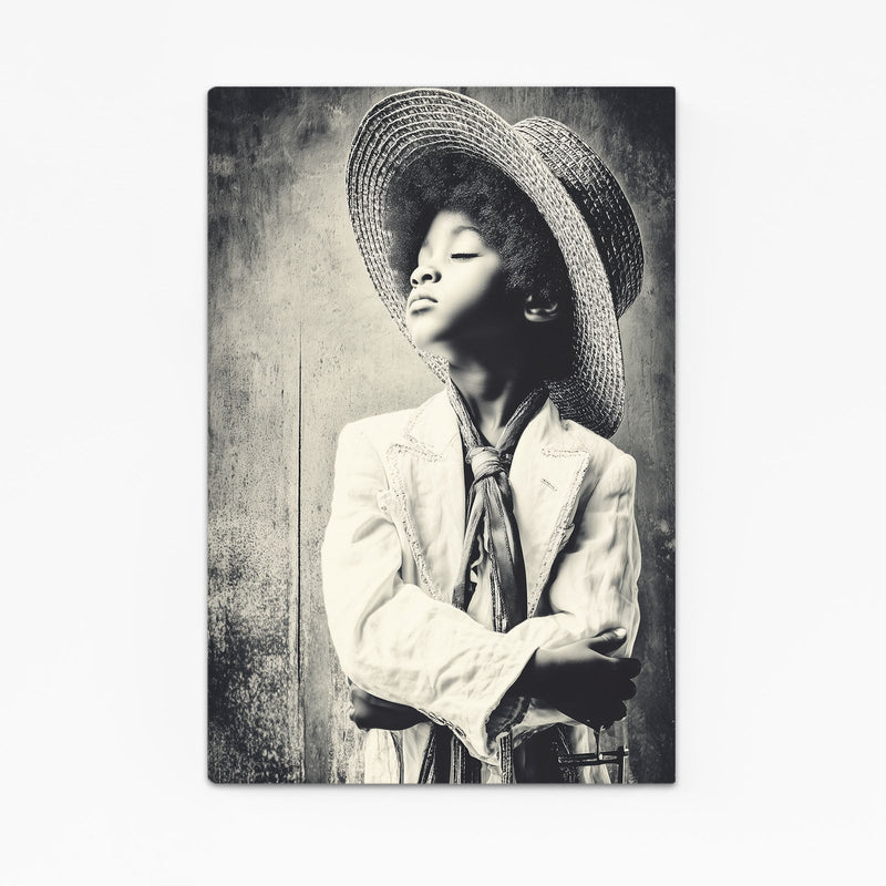 Straw Hat Photography Print – sepia portrait beneath a wide straw hat