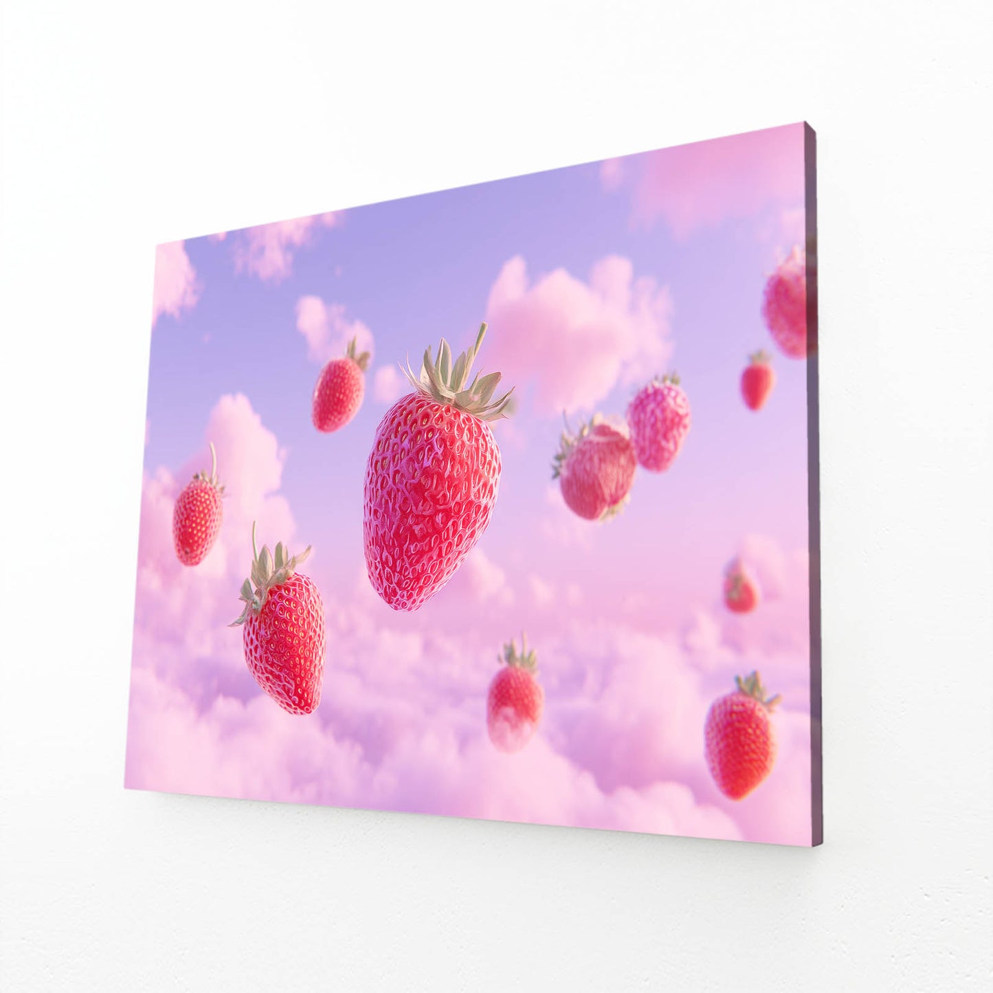 Strawberry Cloud Dream Fruit Prints – angled canvas view on white background