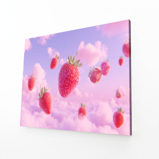 Strawberry Cloud Dream Fruit Prints – angled canvas view on white background