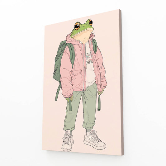 Streetwear Frog Sketch Prints – angled canvas view on white background