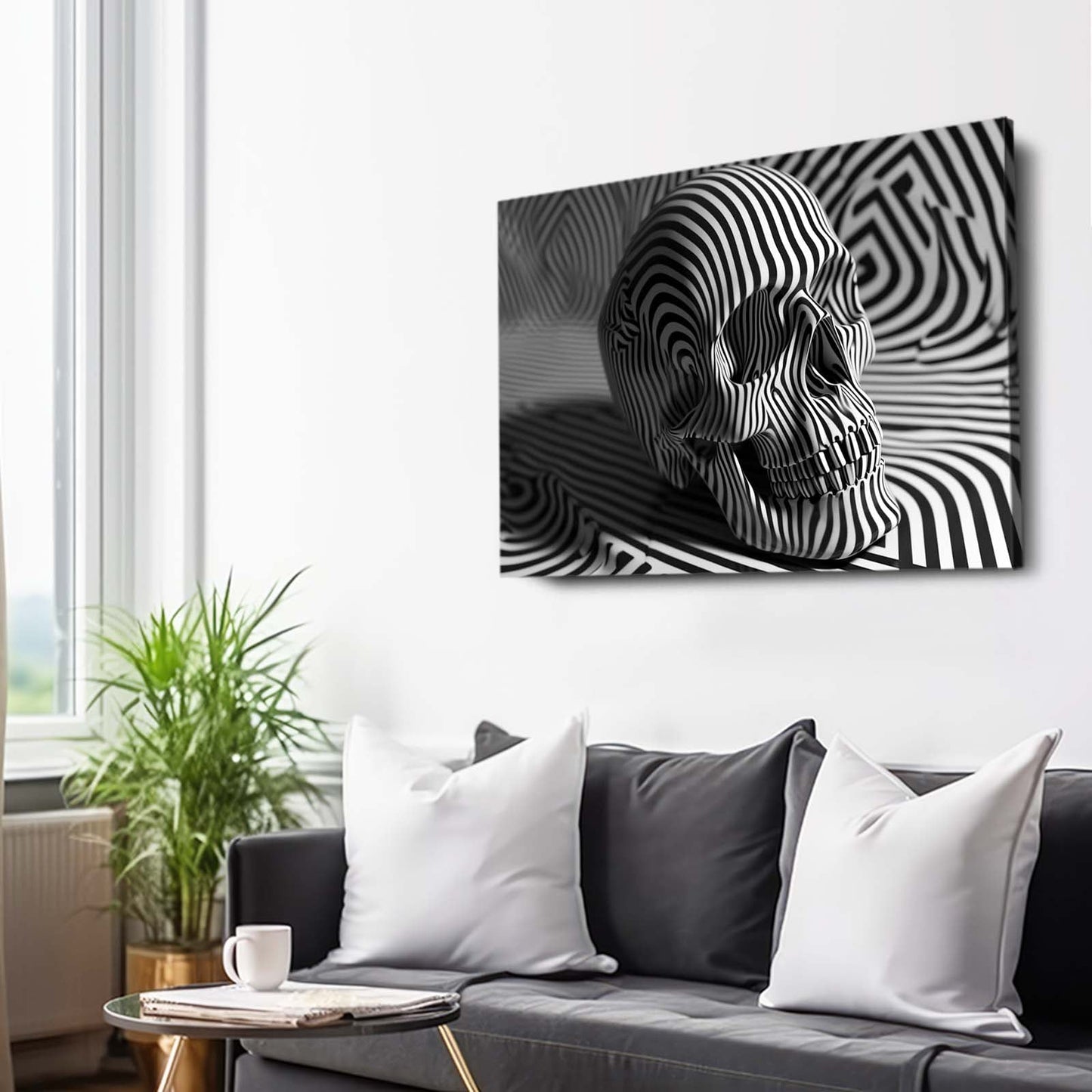 Style Skull Zebra Wall Art – styled in a furnished interior
