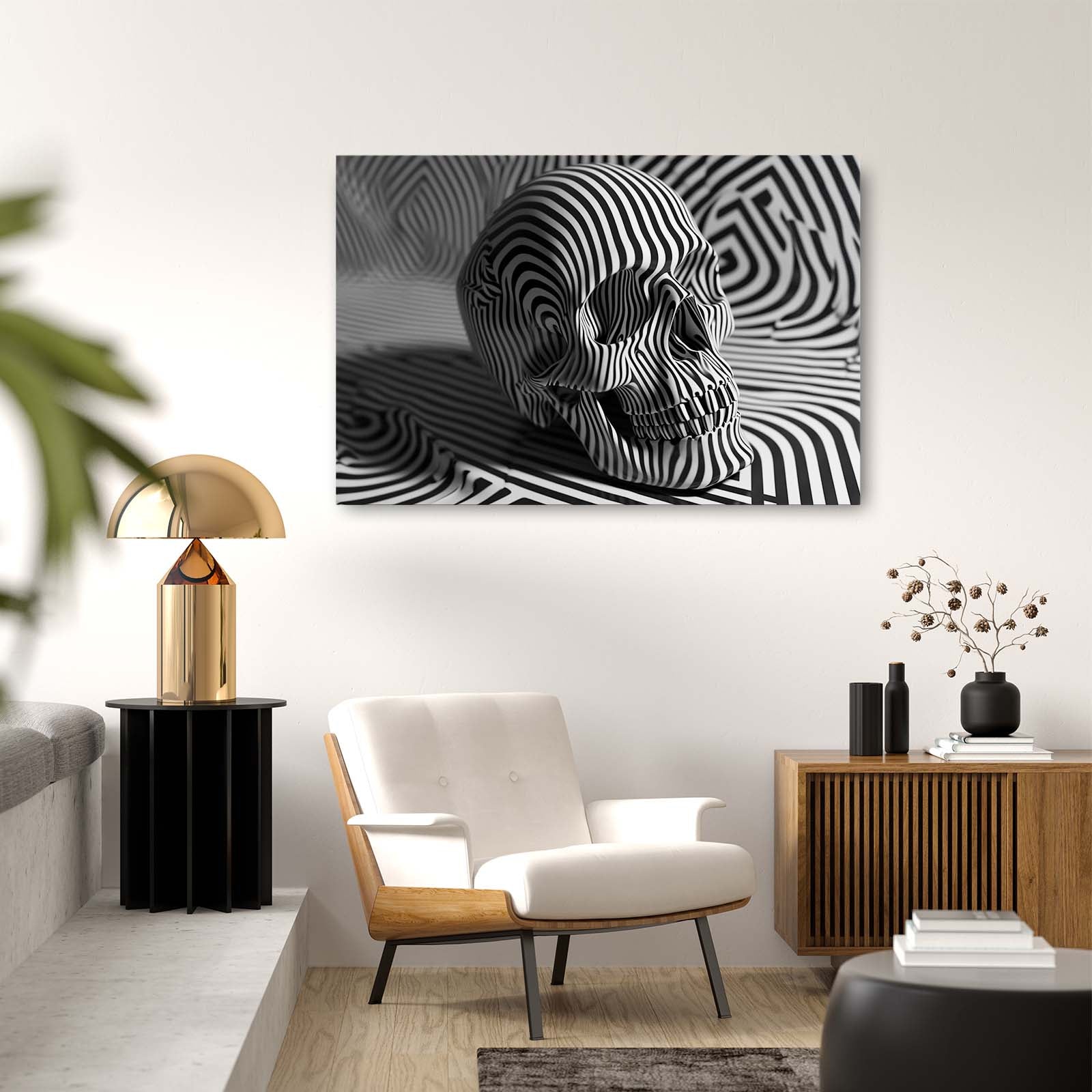 Style Skull Zebra Wall Art – styled in a furnished interior
