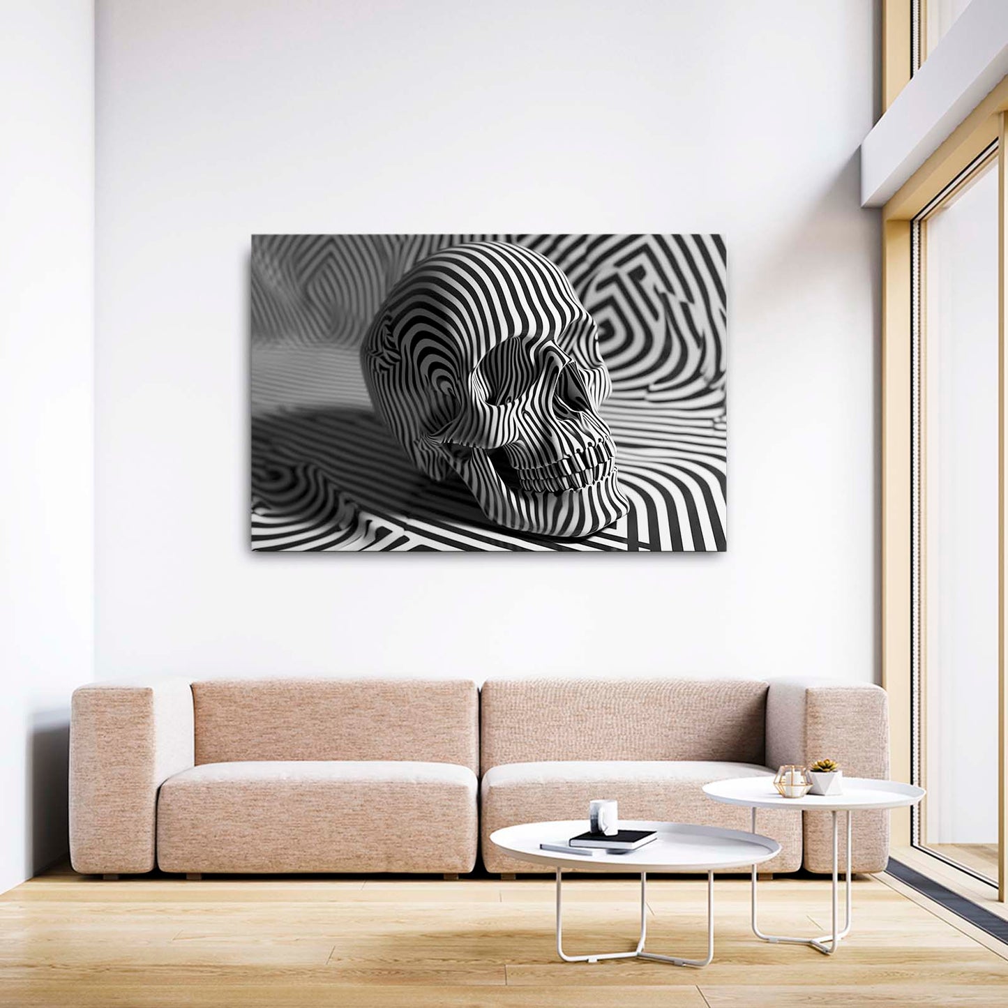 Style Skull Zebra Wall Art – styled in a furnished interior
