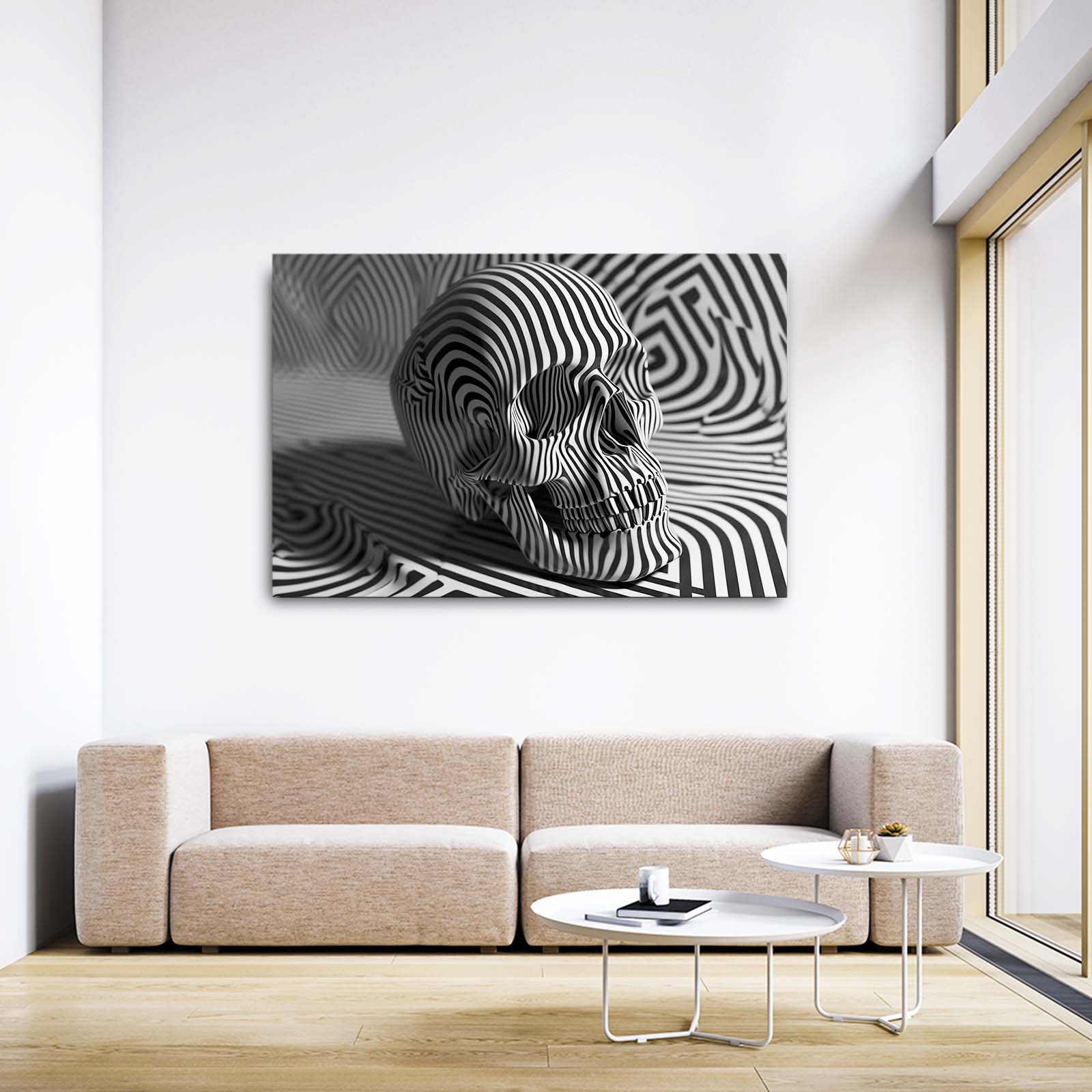 Style Skull Zebra Wall Art – styled in a furnished interior