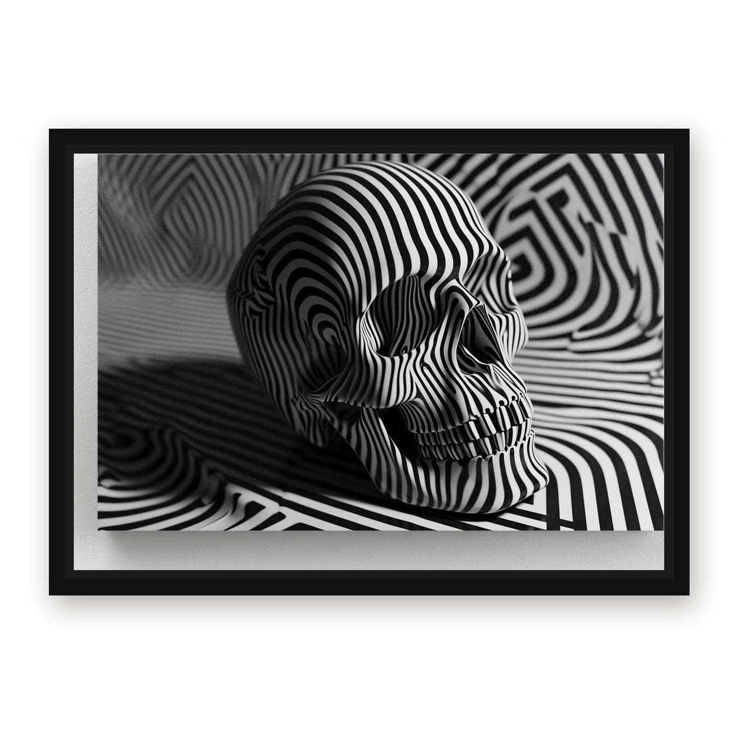Style Skull Zebra Wall Art – with Premium Black wood frame