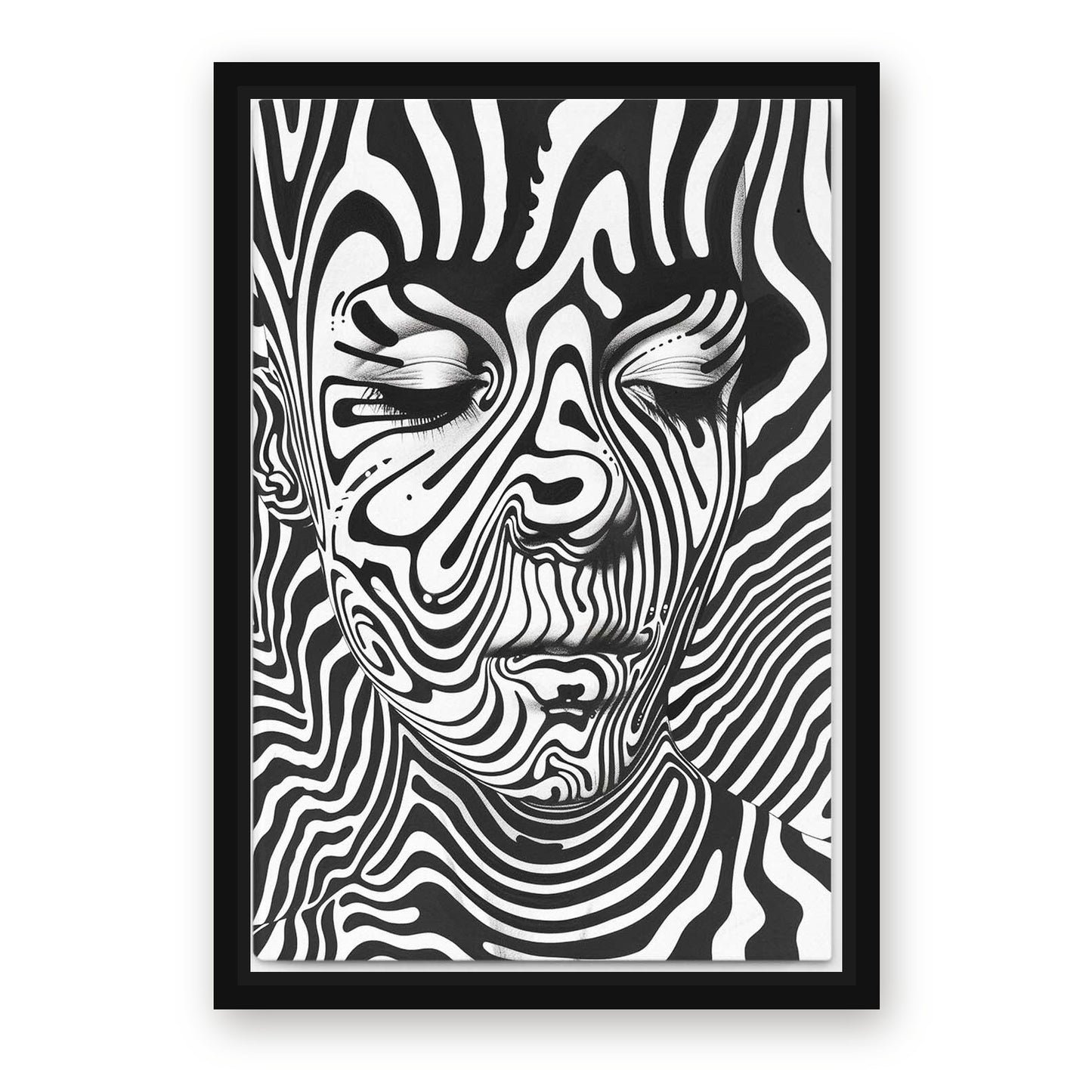 Style Trippy Zebra Prints – with Premium Black wood frame