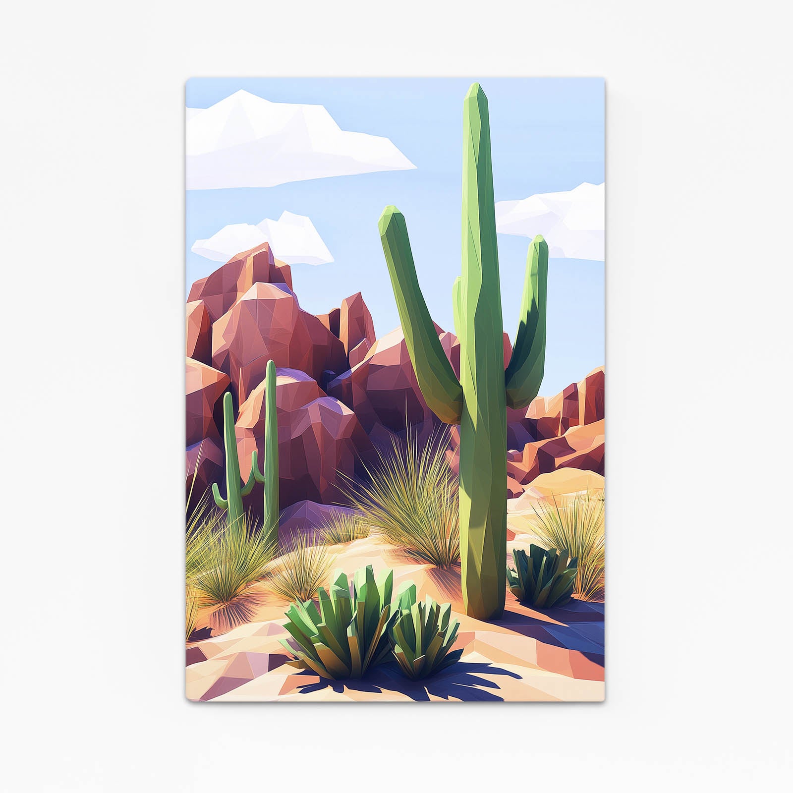 Stylized Rock Desert Cactus Canvas Art – stylized rock desert cactus canvas print