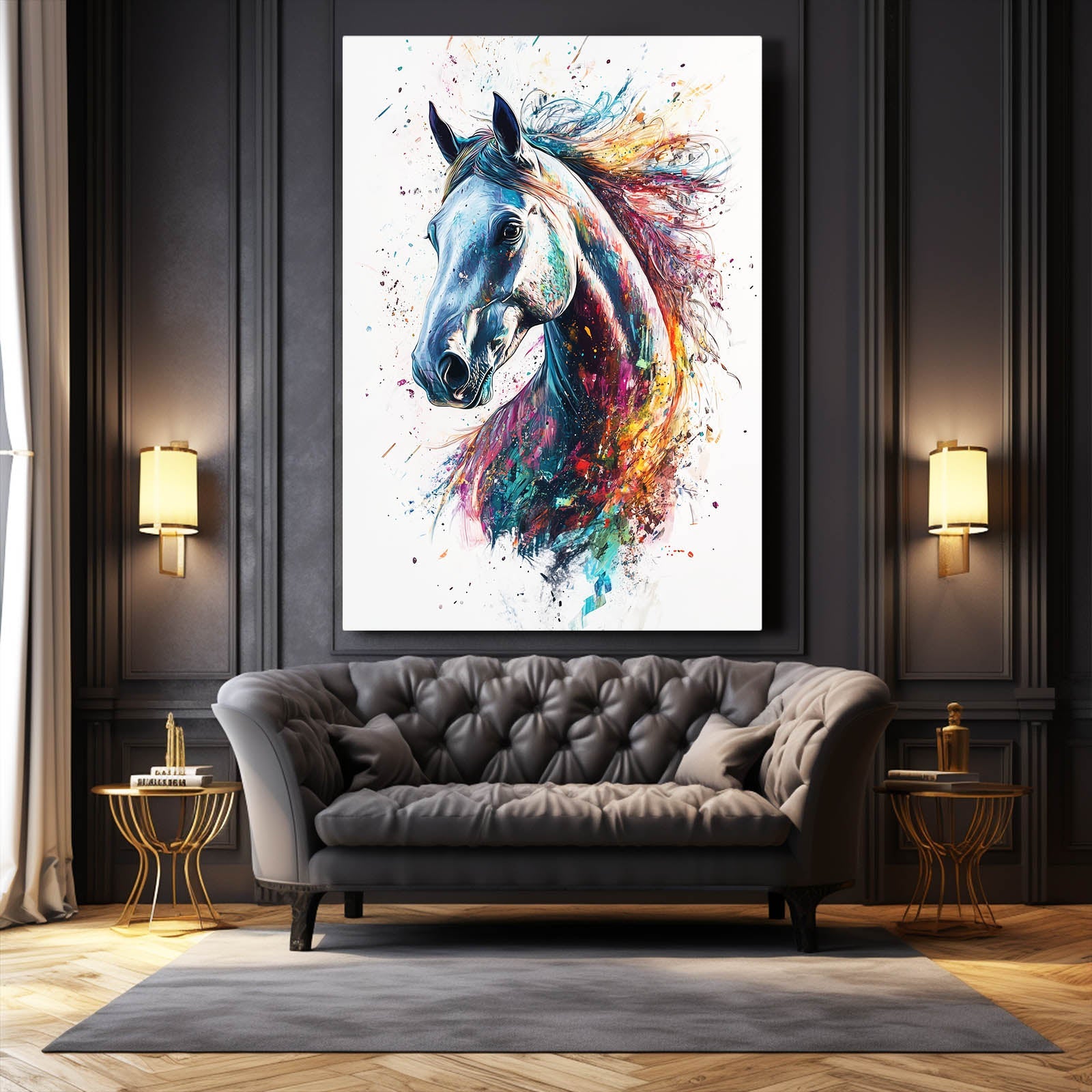Subject Horse Canvas Art – angled canvas view on white background