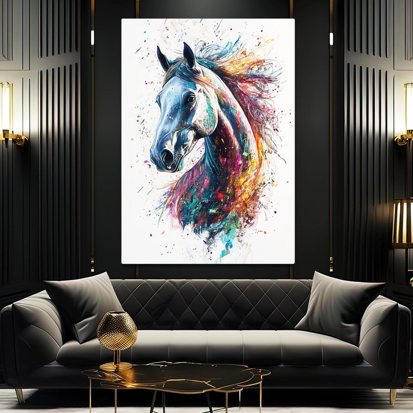 Subject Horse Canvas Art – angled canvas view on white background