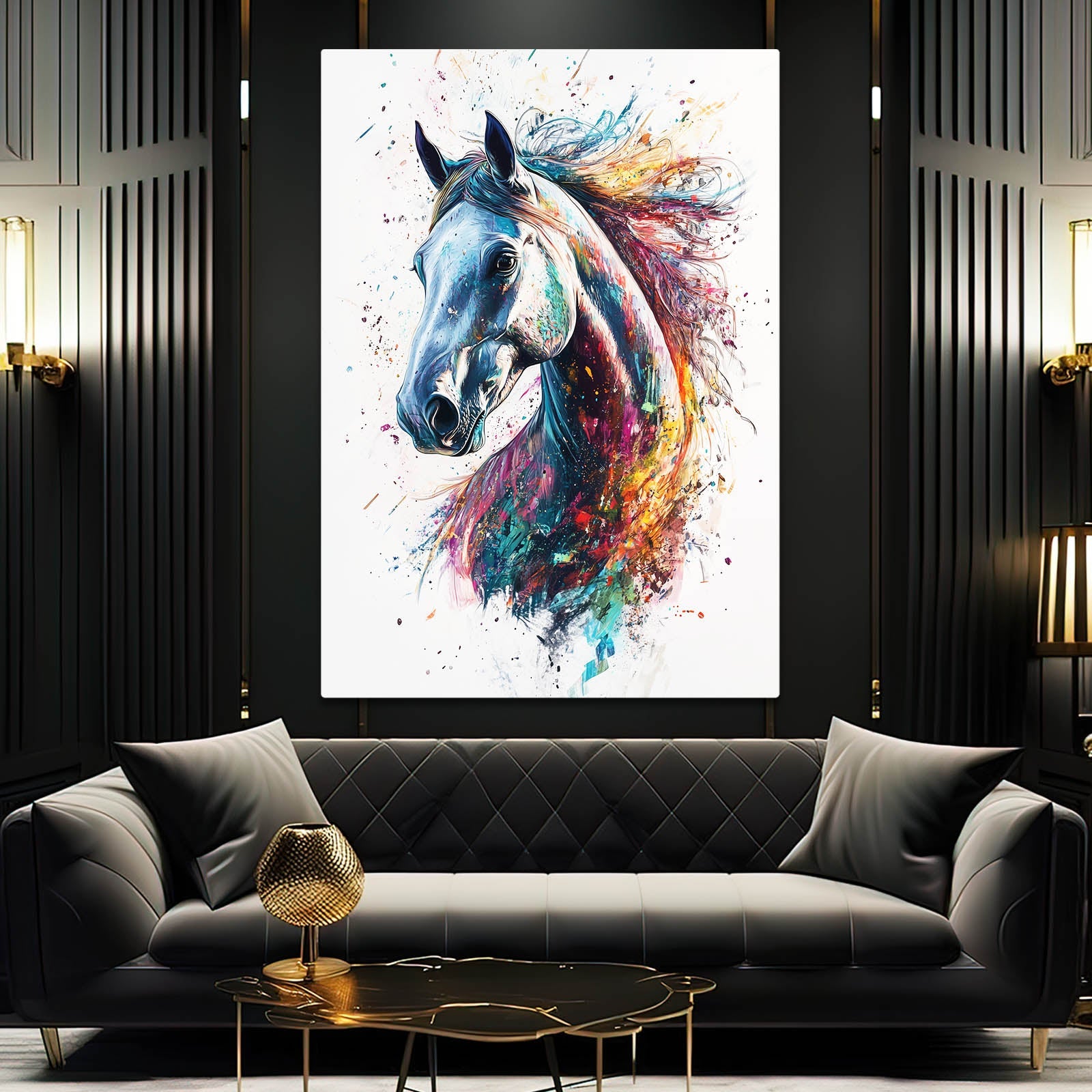 Subject Horse Canvas Art – angled canvas view on white background