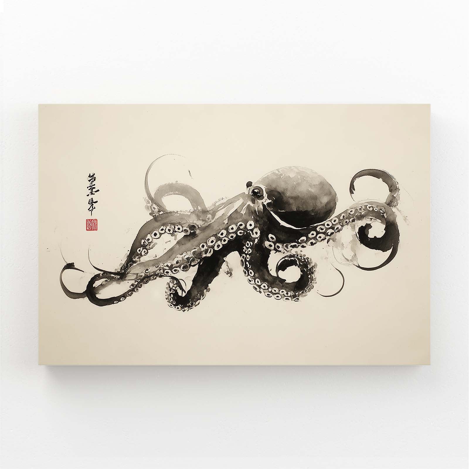 Sumi Ink Scroll Octopus Canvas Art – sumi ink scroll octopus canvas print
